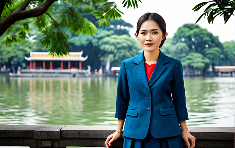 **

"A Vietnamese businesswoman in a tailored áo dài, standing confidently in front of the Hoan Kiem Lake in Hanoi, fully clothed, appropriate attire, safe for work, perfect anatomy, natural proportions, professional photography, high quality, daylight."

**