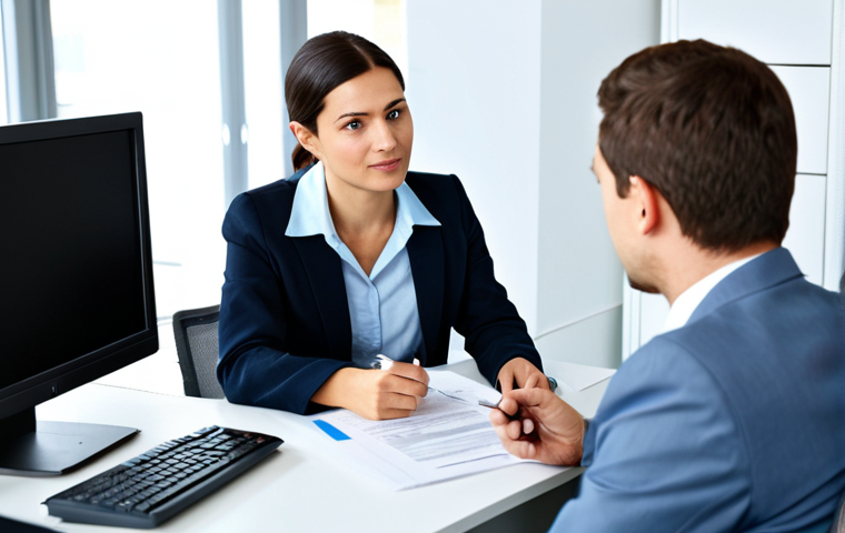 Tax Expert Listening Attentively**

"A friendly and professional tax consultant in a brightly lit, modern office setting. She is fully clothed in a smart-casual outfit, wearing a collared shirt and blazer, listening attentively to a client. The client is partially visible, suggesting a collaborative atmosphere.  The office is clean and organized, with a computer and paperwork visible in the background.  The focus is on conveying trust and understanding.  Safe for work, appropriate content, fully clothed, professional, perfect anatomy, natural proportions, high resolution."

**