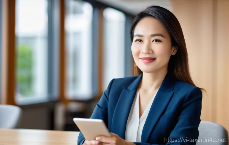 세무사와 세무 대행 서비스 - **Prompt: Peaceful Business Owner with Expert Support**
    A Vietnamese female business owner in he...