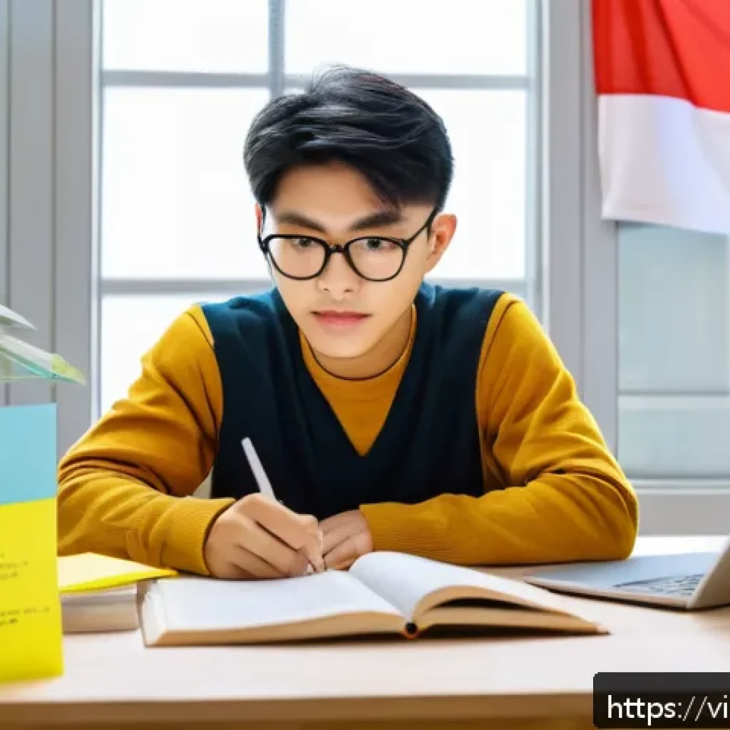 세무사 2차 시험 실전 팁 - A focused Vietnamese student studying tax law at a wooden desk with textbooks and notes spread out, ...
